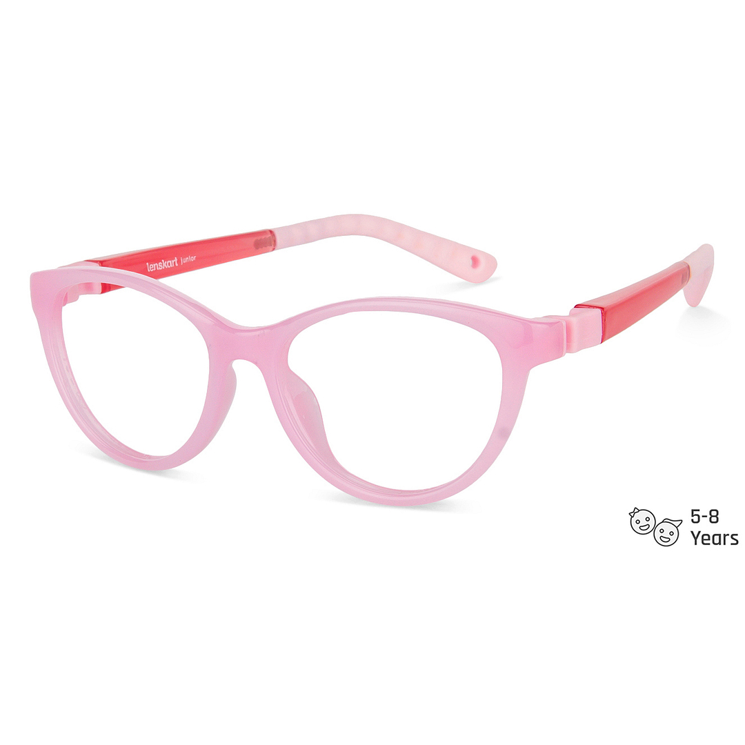 Hooper Screen Glasses Blue-Block Kids Computer Glasses: Pink Red Full Rim Cat Eye Kids  5-8 yrs  Lenskart Junior LKJ E10042CE-C2 right side